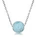 Sterling Silver 16" + 2" Natural Larimar 8mm Bead Necklace