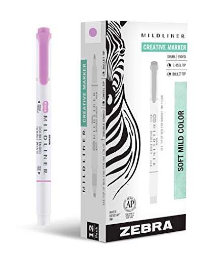 Zebra Pen Mildliner, Double Ended Highlighter, Broad and Fine Tips, Magenta, 12-Count