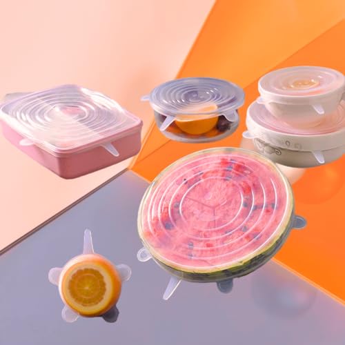 Kit de Tampas de Silicone Universais, Conjunto de 6 Peças, Vários Tamanhos, Reútilizavel, Ajustavel,