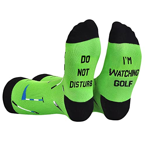 AGRIMONY Chaussettes de golf amusantes pour hommes et femmes et garçons - Do Not Disturb I'm Watching Golf Hommes Coloré Cool Crazy Chaussettes Drôle Cadeaux de Noël pour les golfeurs, Golf-01, M/L Cover