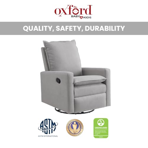 Image of Oxford Baby Uptown Upholstered Swivel Glider and Recliner Nursery Chair, Gray