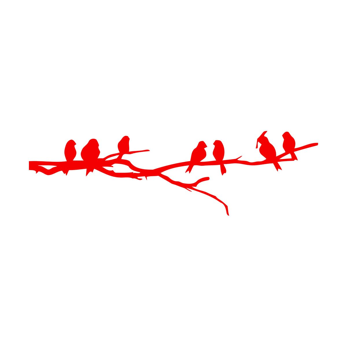 Wall Decals Paster Paper Birds Branch Natural Fauna 49.5x165cm Self Adhesive Extra Large red — image 1