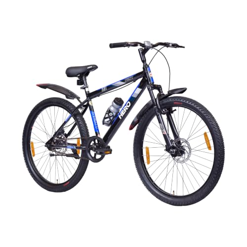 Image of Hero Next Sports 26T Single Speed Mountain Bicycle for Mens | Front Suspension | Disc Brake | Black-Blue | 85% Assembled Cycle