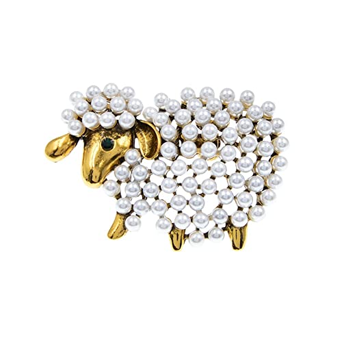 Broche mouton en perles pour femmes et hommes en blanc et gris