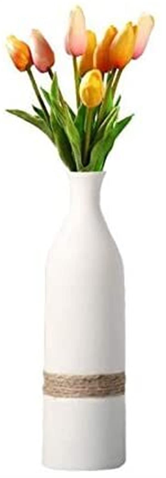 Vase en céramique blanche stable pour meuble étroit sans fleurs S