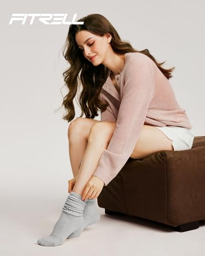 Image of FITRELL Slouch Socks for Women, 3 Pairs Soft Cotton Knee High Scrunch Tube Boot Socks