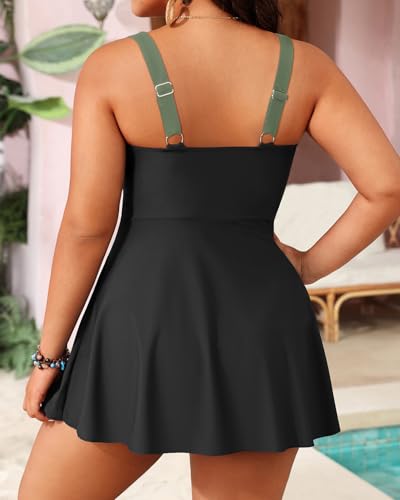 Image of Aqua Eve Plus Size Swim Dress - Two Piece Tankini Swimsuit Tummy Control Bathing Suit with Shorts 2025