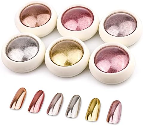 BISHENGYF Chrome Nail Powder 6 Jars Rose Gold Mirror Effect Manicure Pigment Glitter Dust for Salon Home DIY Nail Art Deco with 6 Eyeshadow Sticks BISHENGYF Chrome Nail Powder 6 Jars Rose Gold Mirror Effect Manicure Pigment Glitter Dust for Salon Home DIY Nail Art Deco with 6 Eyeshadow Sticks