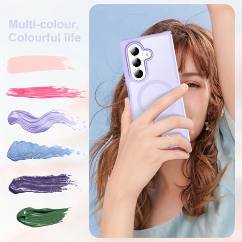 Image of ORETECH Magnetic for Samsung Galaxy Z Fold 7 Case, Translucent Back Non-Slip Hard PC Shockproof Bumper Protective Phone Case Cover for Samsung Z Fold 7 - Light Purple
