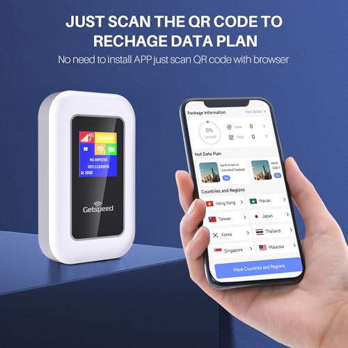 4G LTE WiFi Mobile Hotspot,Portable WiFi Router,No SIM Card Needed,10 Connected Devices,Pocket Worldwide Wireless Network Device for Travel in 100+ Countries