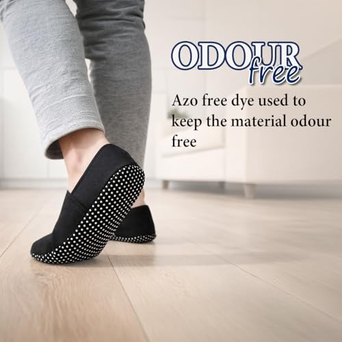 Image of Footmate Ankle Length Slipper Socks For Womens 2 Pair Pack - Cotton Blend Slipper Shoes For Outdoor, Indoor, Home & Office | Anti Skid Socks Slipper Daily Use Booties
