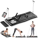Pilates Reformer, Pilates Board Pieghevole,Macchina Pilates Portatile,Allenamento Completo del Corpo per Casa,Macchina per Esercizi Addominali Rimbalzo Automatico (Nero R)