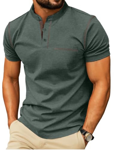 Image of Sailwind Mens Henley Shirts Short Sleeve Summer Casual Classic Cotton T Shirts Pocket Button Shirt