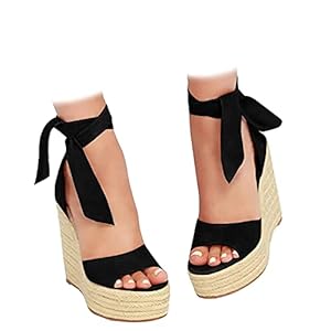 Womens Espadrilles Wedges Sandals Heels Open Toe Tie Lace Up Platform Ankle Strap Summer Dress Shoes