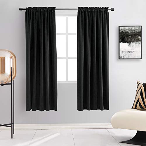 Image of DONREN 99% Blackout Curtains for Windows - Windows Shades Energy Efficient Privacy Protect for Bedroom (52 x 72 Inches,Set of 2 Panels,Black)