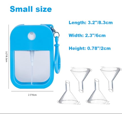 EMISSU 7 Pieces Portable Perfume Spray Bottle, 38ml Mini Card Shape Reusable Sprayer Bottle with Hook and Silicone case for Hand Sanitizer Fragrance Cosmetic (Multicolor)2