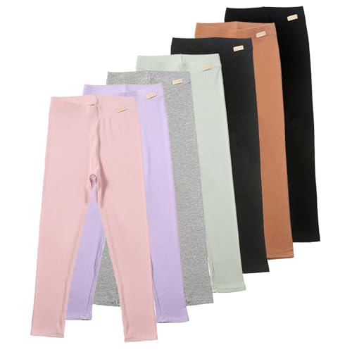 7 Pack Girls Leggings Girl Full Length Leggings Soft Comfortable Solid Pants for Girls Basic School Pants