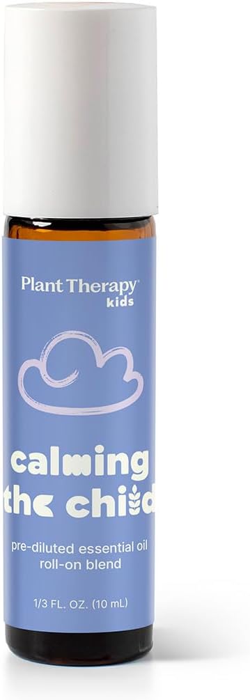 Plant Therapy Kids Calming The Child Essential Oil Blend 10 mL (1/3 oz) Relaxation and Soothing Blend, Tangerine, Lavender, & Roman Chamomile Essential Oils, Pure, KidSafe Pre-Diluted Roll-On