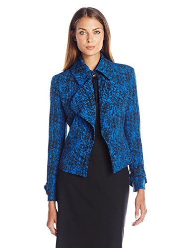 Manteau court bicolore style trench pour femme en bleu et noir taille 8