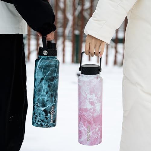 Image of BJPKPK 2 Pack 40oz Insulated Water Bottles with Straw Lids, Stainless Steel