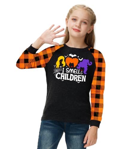 Image of Remimi Girls Thanksgiving Shirts Buffalo Plaid Raglan Tee Cute Turkey Holiday Party Long Sleeve Tshirt 5-14 Years