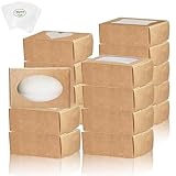 BZIDII 36Pcs Soap Boxes for Homemade Soap and 40pcs Shrink Bags,3.54 X 2.36 X 1.18 Inch Soap Boxes with Window,Bar Soap Packaging Kraft Box Supplies（Brown）