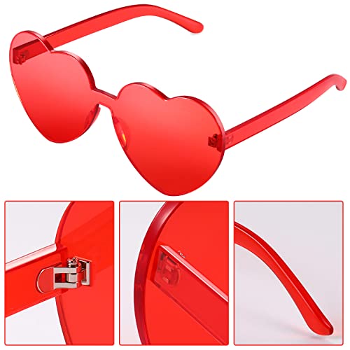 Maxdot 5 Pcs Halloween Heart Shaped Sunglasses Rimless Heart Glasses Women for Cosplay Party3