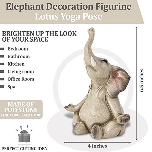 Corner Merchant Elephant Yoga Statue Figurine Meditating Elephant Zen Home Decor Yoga Gift (Lotus) #TOP2