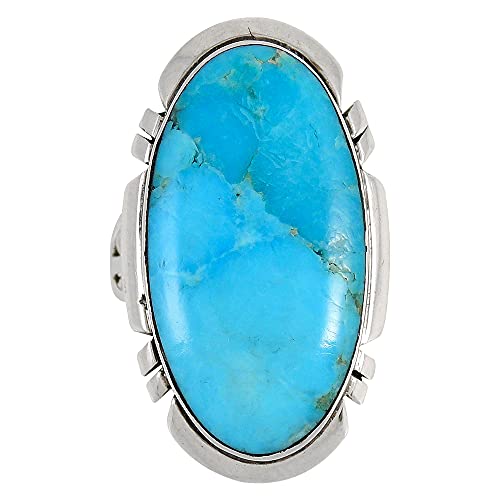 Sterling Silver 925 Ring With Genuine Turquoise (Select Color) (Turquoise, 7) #TOP4