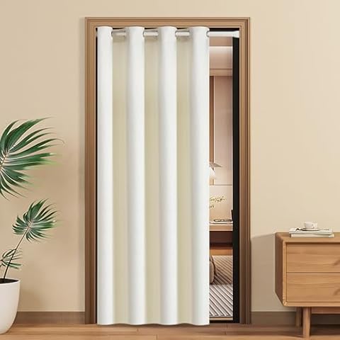 sunoff Velvet Door Curtains Grommet Privacy for Doorway,Closet Curtain for Open Closet,Room Dividers Darkening,Thermal Insulated,Soft Door Windows for Bedroom Living Room(1 Panel,Ivory,25" W x 68" L) Cover