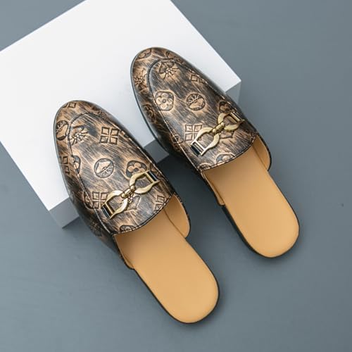Mens Retro Printed Backless Slip-On Horsebit Fashion Smoking Slippers Lightweight Non-Slip Casual Loafers Luxury Dress Wedding Party Prom Shoes3