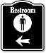 Restroom Men Left Arrow BLACK Aluminum Composite Sign, 8.5