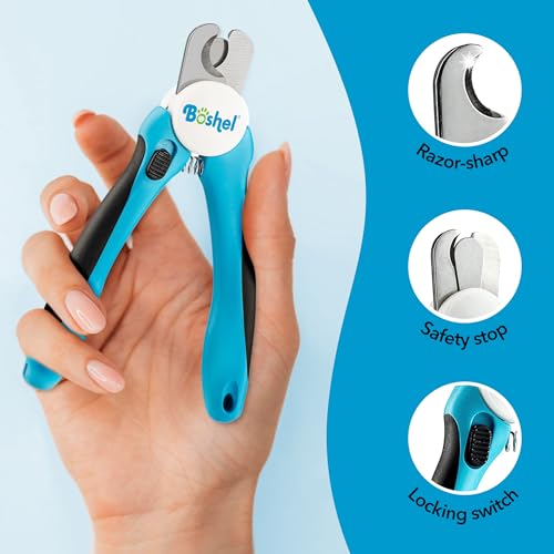 Image of Boshel Dog and Cat Nail Clipper with Safety Guard, Razor-Sharp Toenail Cutter with Nail File, Ideal for Smaller Pets