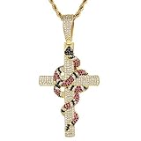 Abfallen verhindern: Wir verwenden Messing als Basismaterial, das die Krappenfassung ermöglichen kann, wie echtes Gold und Diamant. Alle unsere 14 Karat vergoldeten Iced Out Anhänger verwenden die Krappenfassung, keine Leimeinstellung. So können Sie sehen, dass die Diamanten, die in den Kreuz-Anhänger eingelegt sind, ordentlich angeordnet sind. Die Krappenfassung bringt die Produkte mehr zum Strahlen und verhindert das Herunterfallen von Steinen
