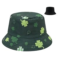 TAGVO St. Patrick’s Day Foglia Verde - Cappello da Pescatore per Uomo Donna Reversibile Cappello Irish Bucket Hat Cotone Pieghevole Green Leaf Verde Cappello da Sole per Spiaggia Festa