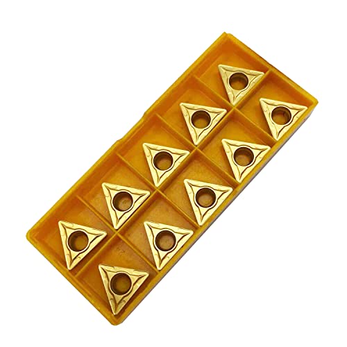 Image of GBJ TCMT32.52 TCMT16T308 Gold 10pcs Carbide Inserts External Turning Inserts Cutting Tools Processing of Steel Parts and Stainless Steel for STFCR /L2020K16 STFCR /L2525K16 Lathe Turning Tool Holder