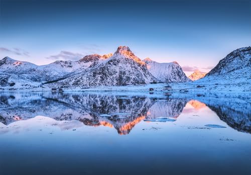 Snowy Arctic Mountain Backdrop Frozen Lake Reflection Photography Background Winter