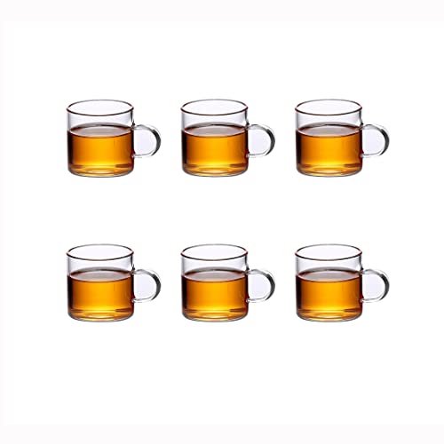 JUJOX Tazze da Tè in Vetro Piccolo, Confezione da 6, 120ml Tazze di Vetro Piccolo Trasparente per Tè Bevande Calde Latte Tazze da Caffè Espresso Bicchieri con Manico