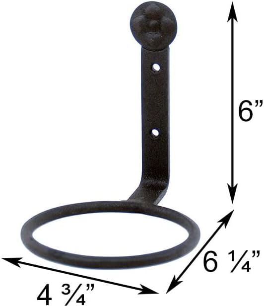 BestNest Achla Wall Mounted Flower Pot Holders, 4" Dia., Case of 6 | Wrought Iron Pot Rings with Black Finish, Predrilled Mounting Tabs | Decorative Wall & Fence Planter Holders for 4" Pots
