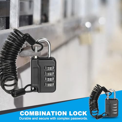Image of MECCANIXITY Combination Lock, 4 Digit Padlock Combination Outdoor Waterproof Locker Locks with Steel Cable for Gym Luggage Home Sports Hasp Storage, Black Pack of 2