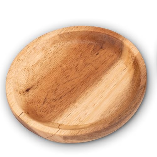 Decorasian 2 Stück Kerzenteller 11cm Holz Akazie – Untersetzer für Stumpenkerzen & Taufkerzen bis 9cm – Massiver Kerzenhalter Rund Natur