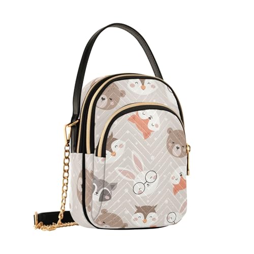 Sac à bandoulière pour femme et fille, motif animaux de la forêt mignons B3834