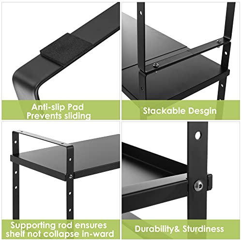 Across-Star Expandable Cabinet Shelf Organizer Rack, Stackable Kitchen Counter Storage Shelves Stand, Adjustable Height Pantry Shelf Spice Rack (Black, 2 Pack) #TOP3