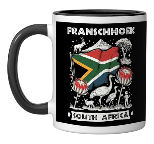 Franschhoek South Africa Ceramic Mug, Black/White