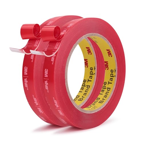 Image of 3M Double Sided Tape, Heavy Duty, 0.5 inch x 13.8Ft, 4910, Clear 2 Pack | Heavy Duty, Acrylic Permanent Adhesive, Waterproof Foam Tape for Home Office Car, Decorative Materials and Trims