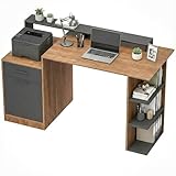 HOMCOM Schreibtisch 140x60cm Computertisch, Bürotisch mit Schubladen...