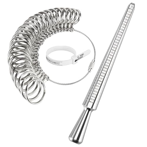 Ring Sizer UK Ring Measurement Tool, Aluminum Ring Mandrel Dual Size Measuring Finger Gauge A-Z Metal Steel Jewellery Tool Measure Scales Kit for Women Men Rings 1 Ring Sizer UK Ring Measurement Tool, Aluminum Ring Mandrel Dual Size Measuring Finger Gauge A-Z Metal Steel Jewellery Tool Measure Scales Kit for Women Men Rings
