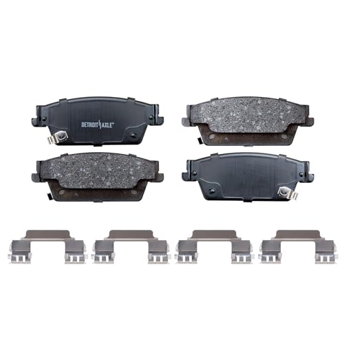 Image of Detroit Axle - Brake Pads for 2004-2009 Cadillac SRX, 2006-2007 CTS, 2005-2008 STS, Front and Rear Ceramic Brake Pads w /Hardware Replacement