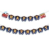 Lorzot Train Themed Birthday Banner, Colorful, 91.5' x 6.5' (0.3' x 0.5') Rectangular Banner for Kids' Birthday Party Decoration