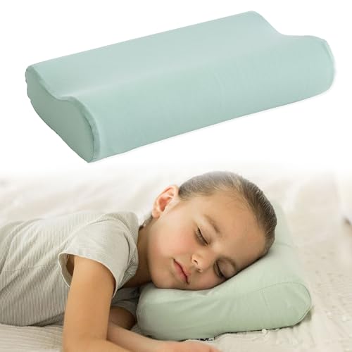 Tiny Twinkle Toddler Pillow with Fitted Pillowcase - Ergonomic Shape with Memory Foam for Comfortable Sleeping - Kids Travel Pillows (Sage)